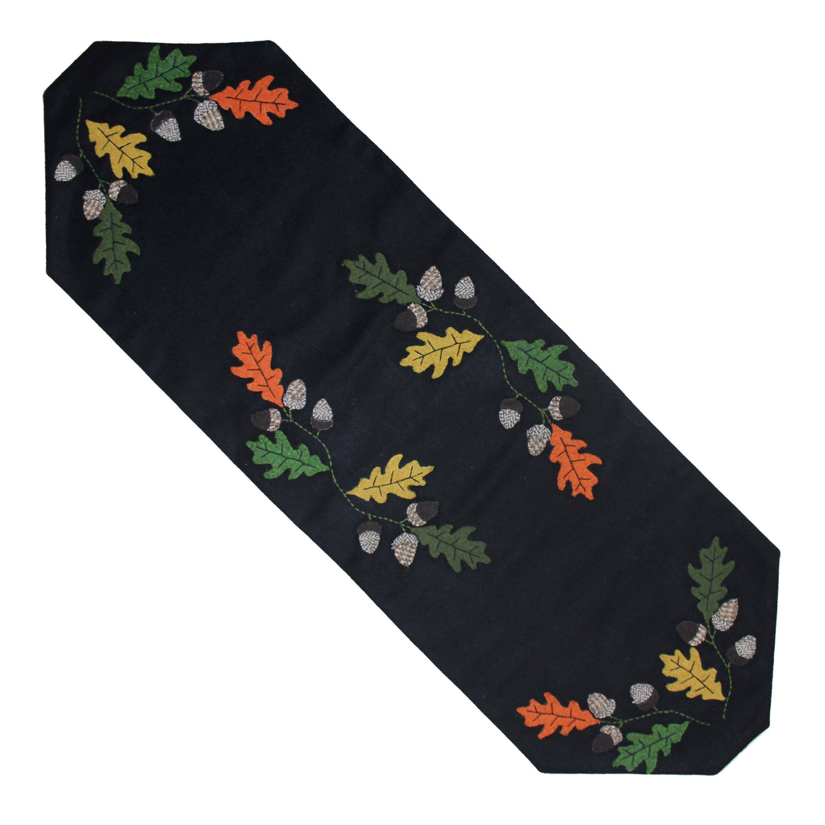 Leaves & Acorns Black Table Runner   - Home Collections by Raghu
