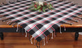 Winter Plaid Black, Red, Cream Table Square  - Home Collections by Raghu