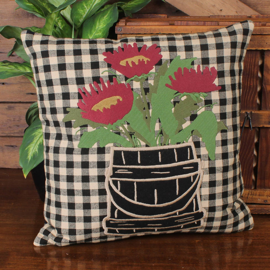 Flowers in Firkin Pillow 14 In - Home Collections by Raghu