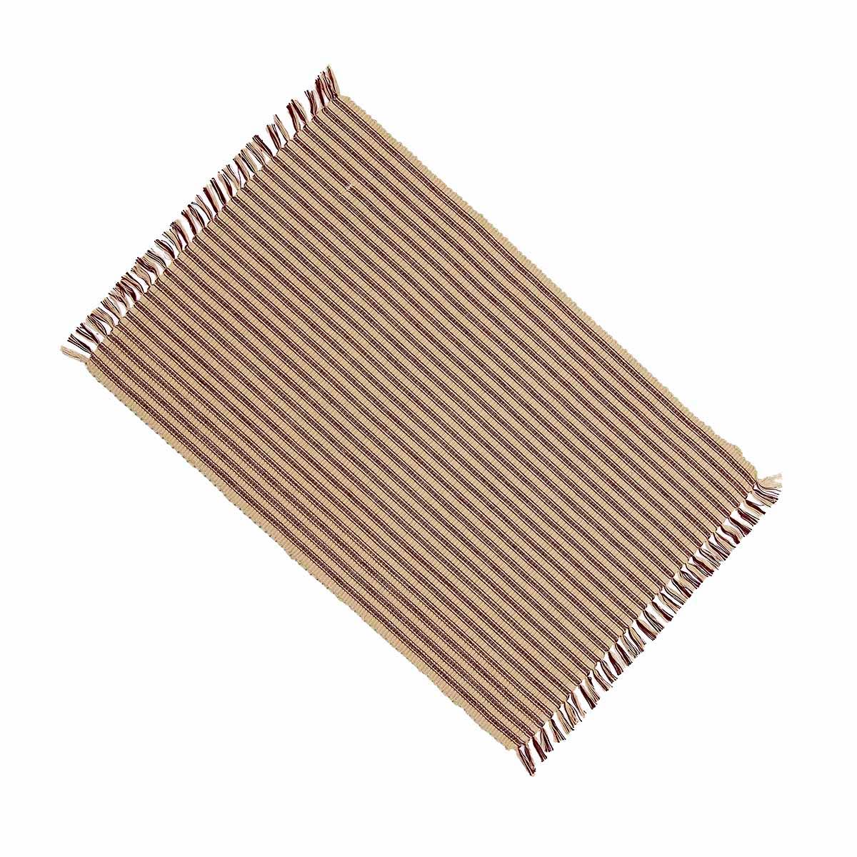 Barn Red-Nutmeg York Ticking Placemat - Set of Six - Home Collections by Raghu