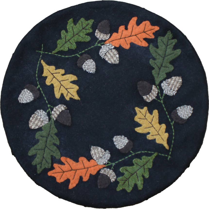 Leaves & Acorns Black Candle Mat  - Home Collections by Raghu
