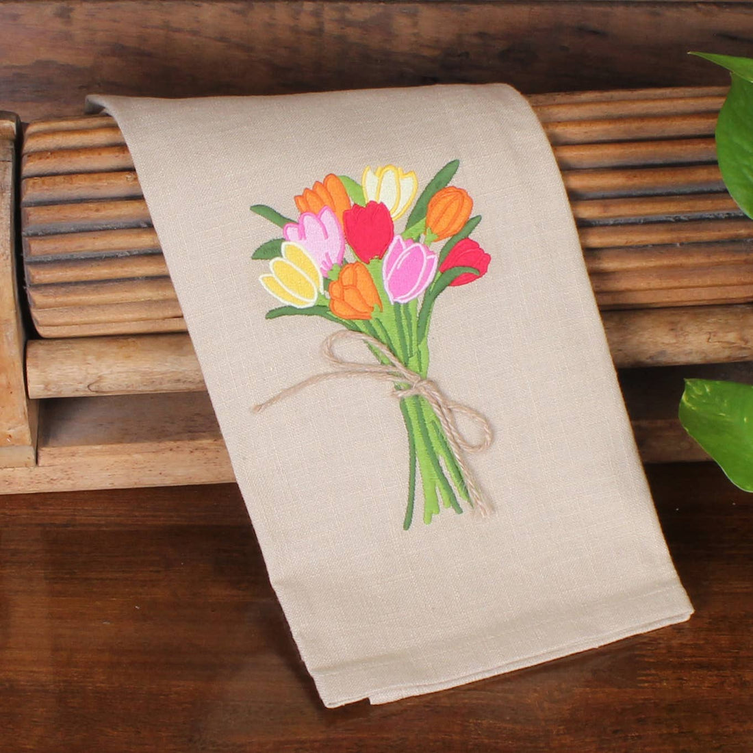 Tulips Towel- Set of Two - Home Collections by Raghu