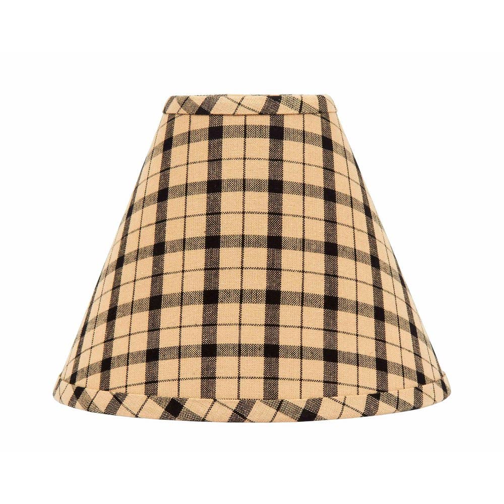 Black-Nutmeg Salem Check Black 14" Lampshade - Home Collections by Raghu