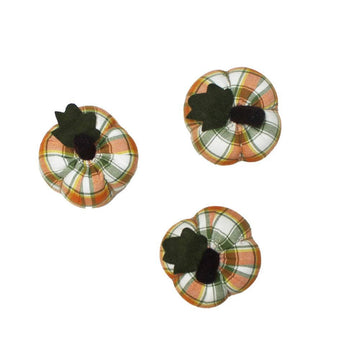 Fall Harvest Plaid Mini Pumpkins set of 3 ON810559