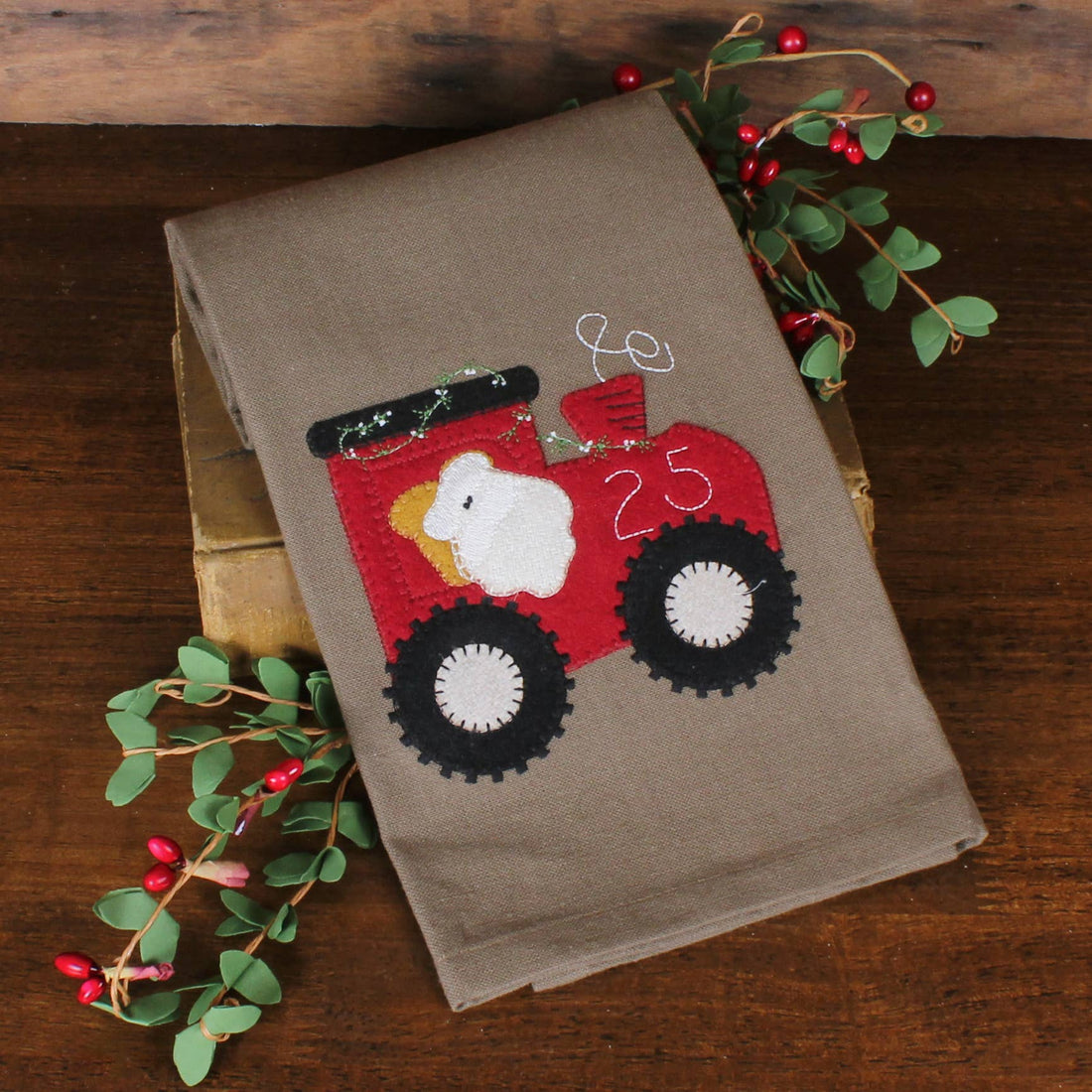 Santa in Tractor Towel- Set of Two - Home Collections by Raghu