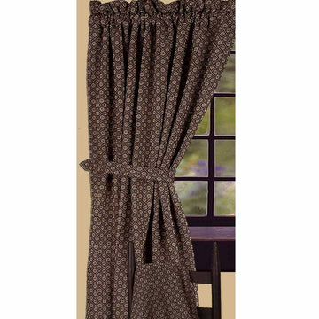 Black-Nutmeg Kingston Jacquard Drapery 86" Panels - Lined - Home Collections by Raghu
