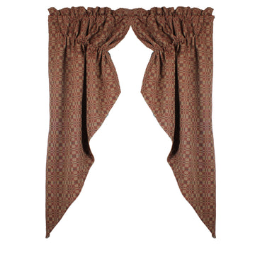 Barn Red Tan Kendall Jacquard Gathered Swag Lined C6280017