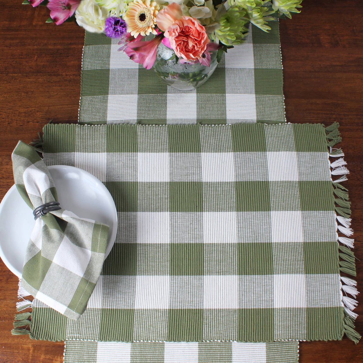 Buffalo Check Sage Sage Placemat  - Home Collections by Raghu