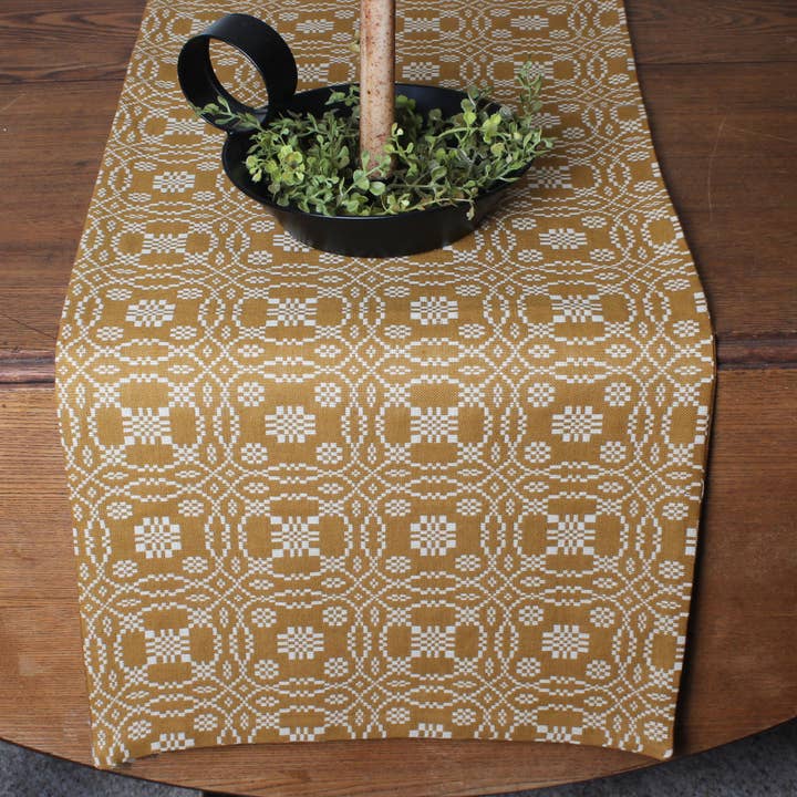 Lovers Knot  Mustard Table Runner - Home Collections by Raghu