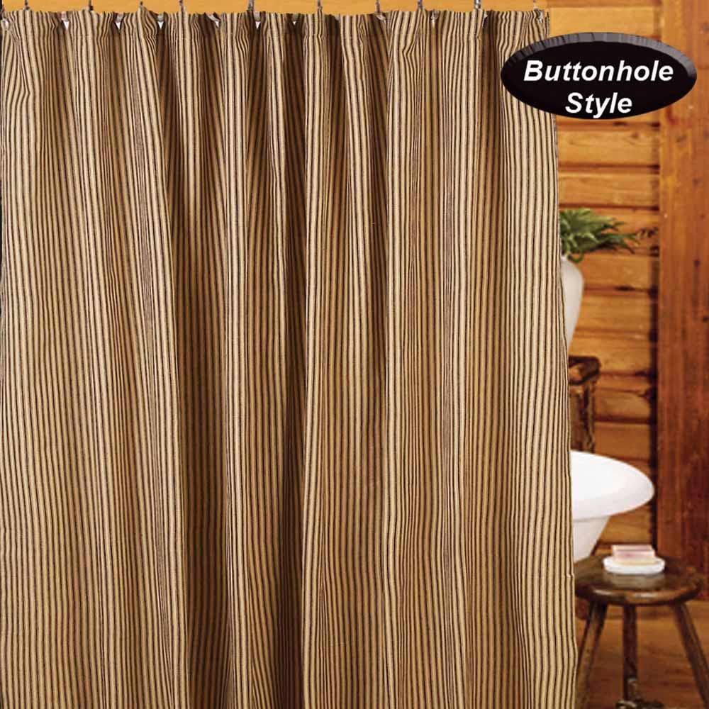 Black Nutmeg York Ticking Shower Curtain - Home Collections by Raghu