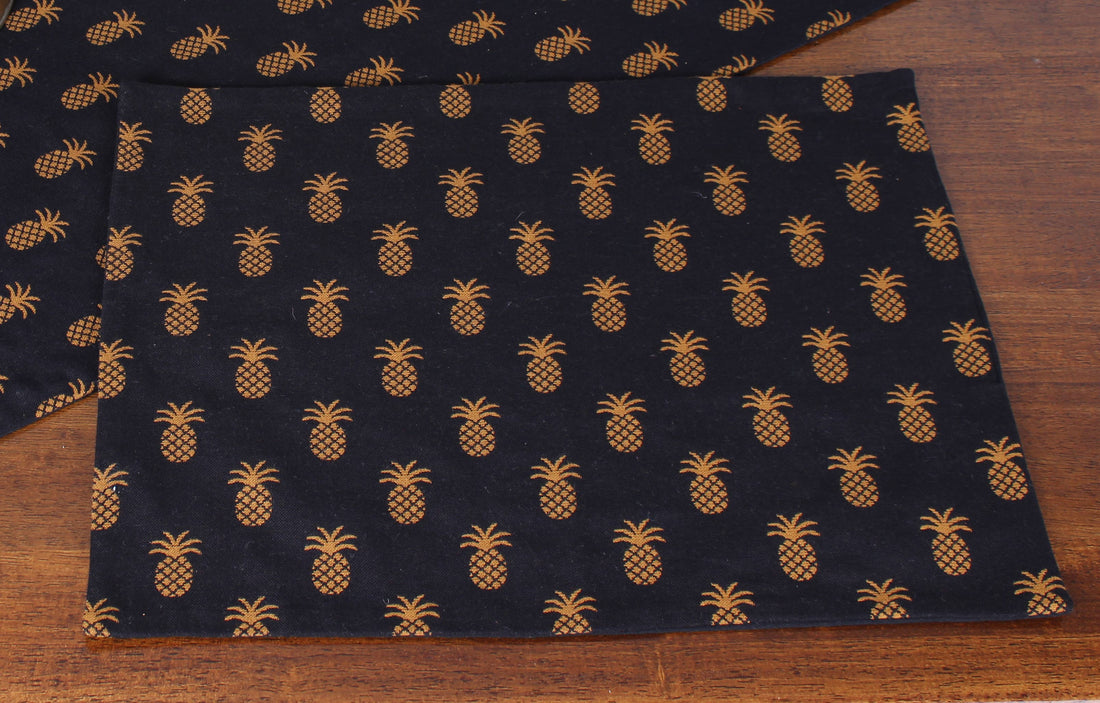 Pineapple Town Black Placemat - Home Collections by Raghu