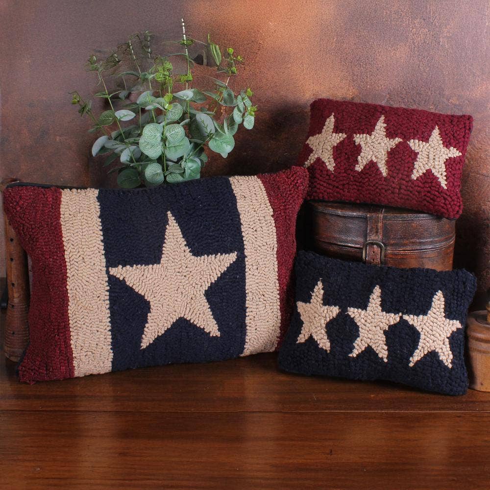 Three Star hooked Pillow 8x12 Navy PL572014 - hcbyraghu