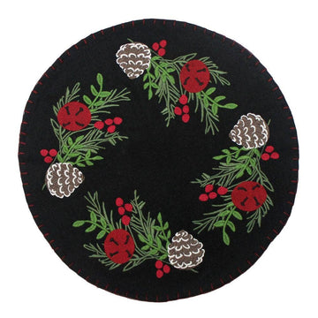 Pinecones and Bells Candle Mat  Set of 2 CM724611