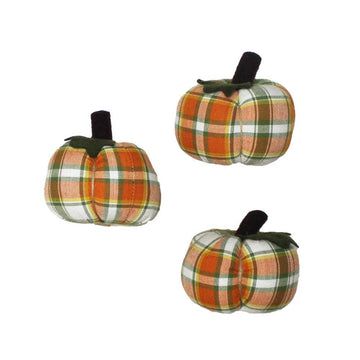 Fall Harvest Plaid Mini Pumpkins set of 3 ON810559