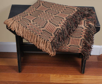 Trenton Jacquard Nutmeg Black Red Afghan  - Home Collections by Raghu